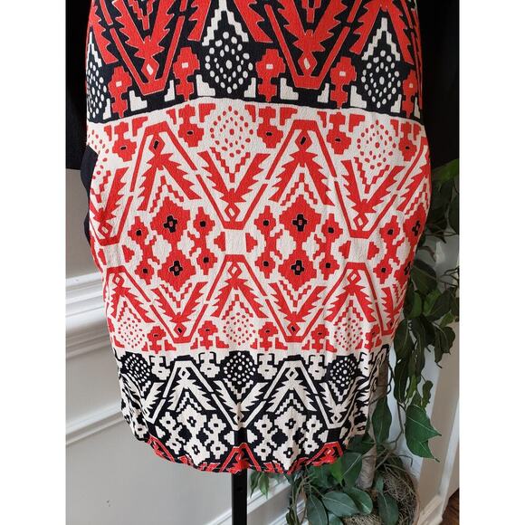 Scotch and Soda Knee Length Dress Womens Multi Geo Print Viscose Split V Neck - Picture 12 of 12